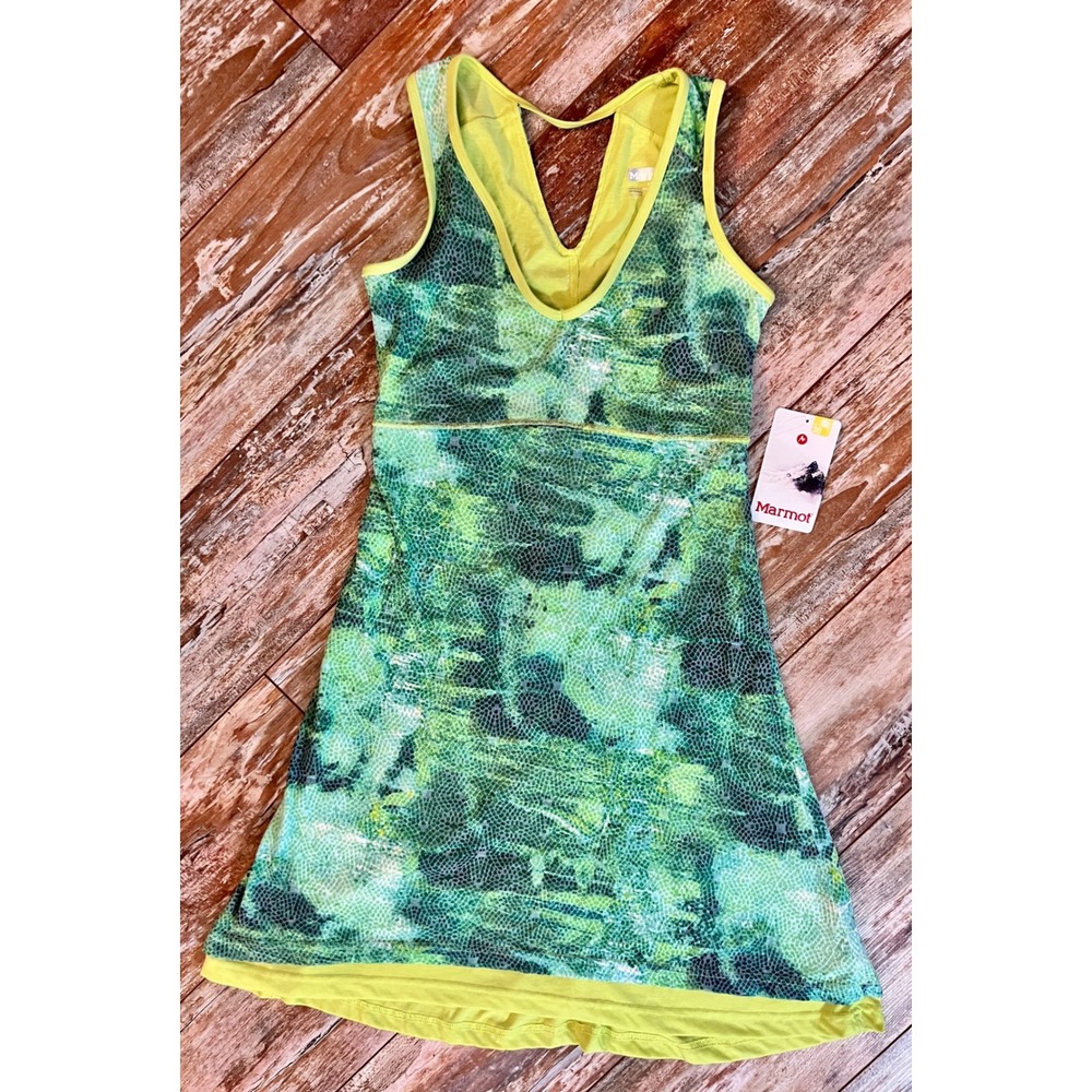 Marmot Larissa Dress XS Kiwi Sprinkle UPF 30 Athletic Active Tennis Outdoor - Picture 2 of 10